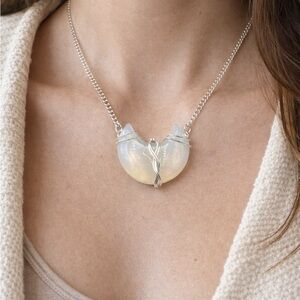 Hand Crafted Opaque Wire Wrapped Moon Necklace